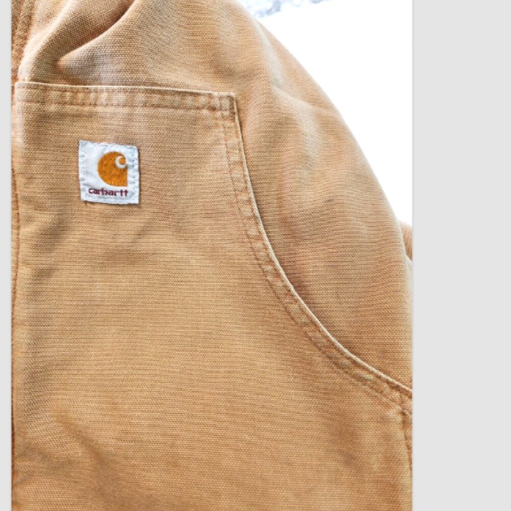 Carhartt J140 Duck Canvas Hooded Quilt Lined Heavy Work Zip Jacket Coat - Picture 7 of 16